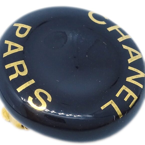 Chanel Black Button Earrings Clip-On - Picture 2 of 4